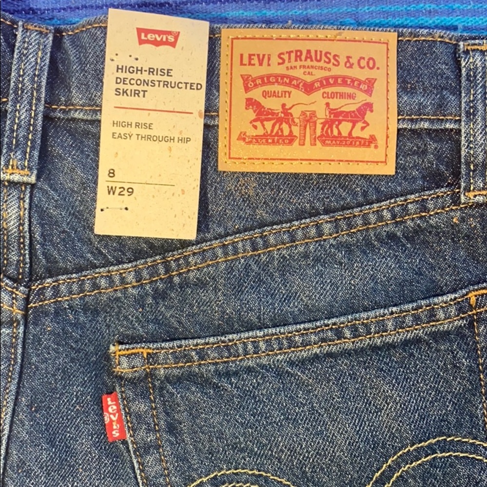 🎨 Mexican Painted Levi’s Jean Skirt Sz 8 29 NWT - Picture 8 of 15